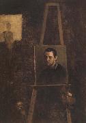 Annibale Carracci Self-Portrait on an Easel in a Workshop china oil painting artist